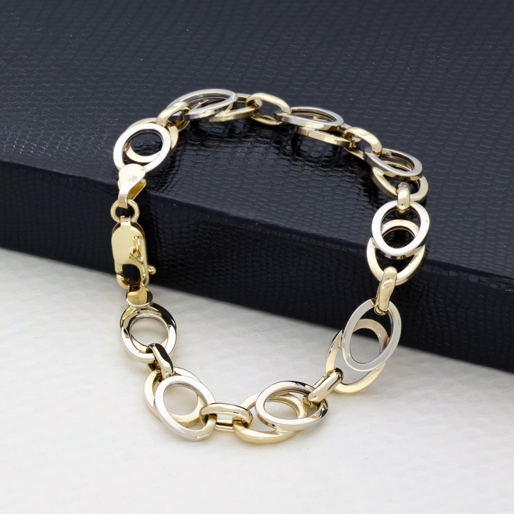 Pre-loved 9ct Bicolour Gold Double Oval Link Bracelet