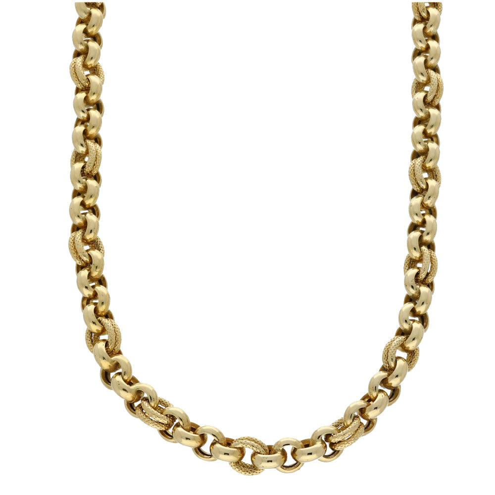 Pre-owned Chunky 9ct Yellow Gold 21" Fancy Belcher Chain 18g