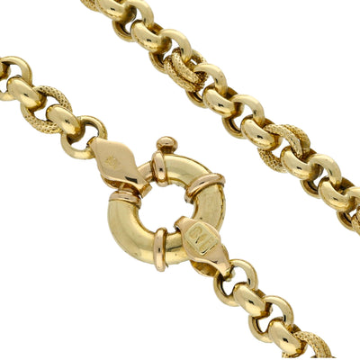 Pre-owned Chunky 9ct Yellow Gold 21" Fancy Belcher Chain 18g