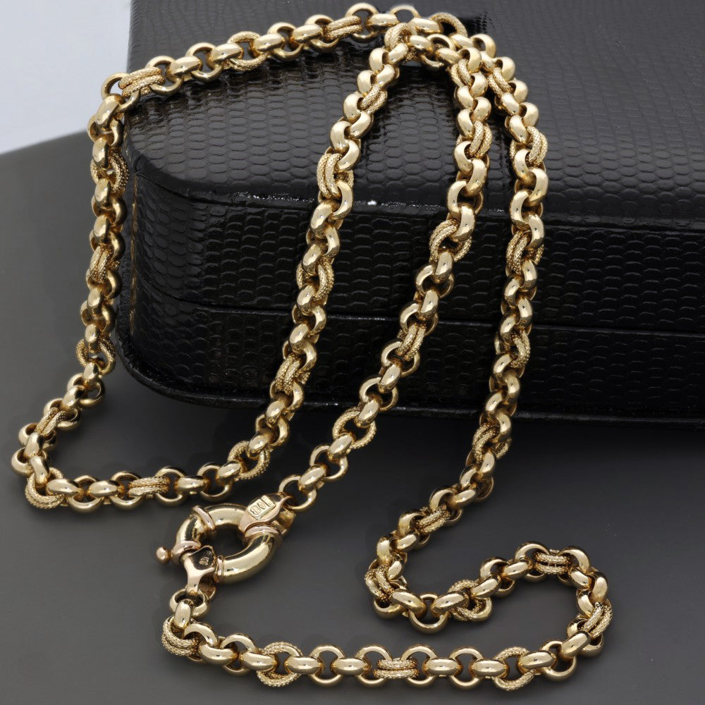 Pre-owned Chunky 9ct Yellow Gold 21" Fancy Belcher Chain 18g