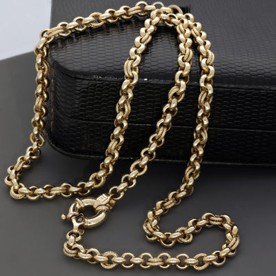 Pre-owned Chunky 9ct Yellow Gold 21" Fancy Belcher Chain 18g