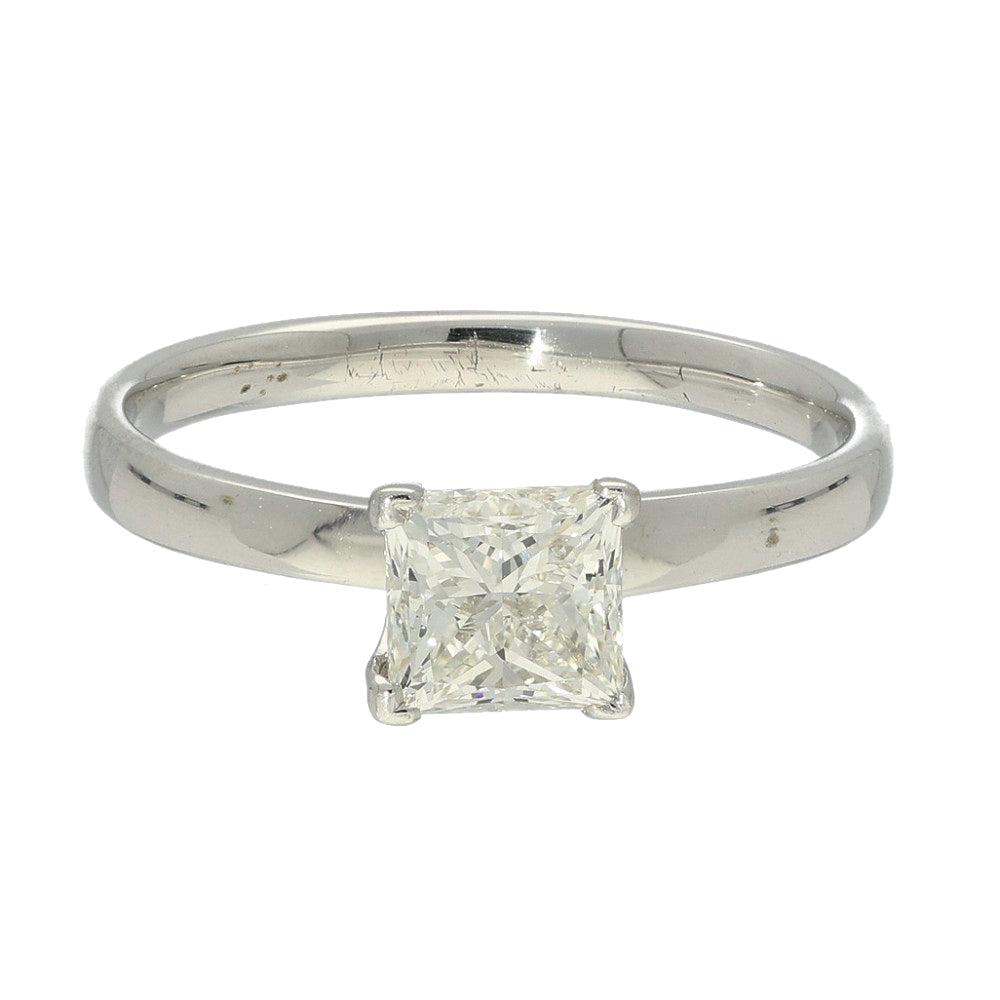 Pre-owned 9ct White Gold 0.90ct Princess Cut Diamond Solitaire Ring