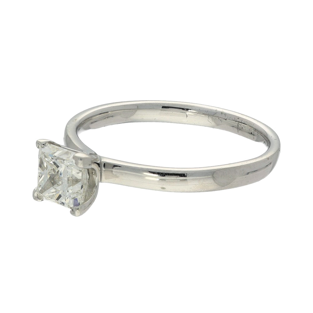 Pre-owned 9ct White Gold 0.90ct Princess Cut Diamond Solitaire Ring