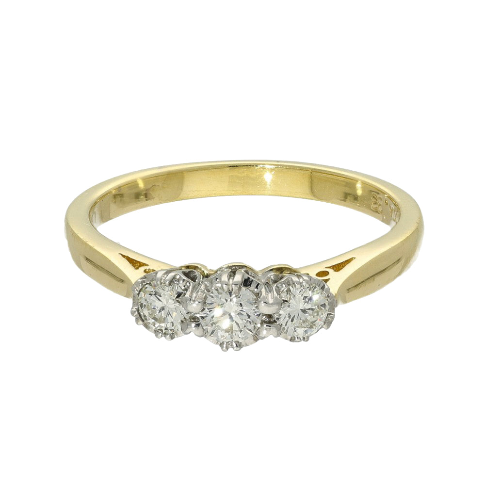 Pre-owned 18ct Yellow Gold Diamond Trilogy Ring