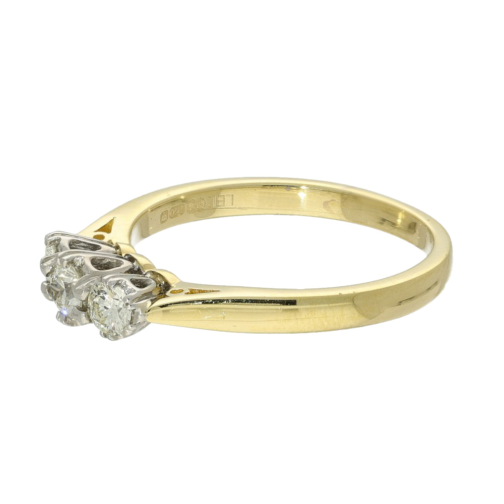 Pre-owned 18ct Yellow Gold Diamond Trilogy Ring