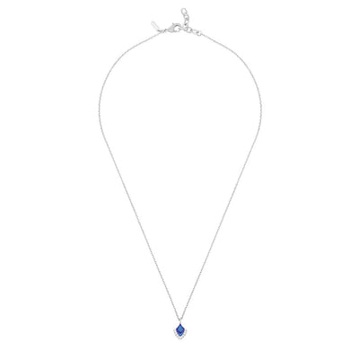 Lalique Paon Peacock Pendant Necklace- Blue Crystal & Silver 10735300