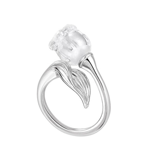 Lalique Muguet Ring, Clear Crystal & Silver 10737500