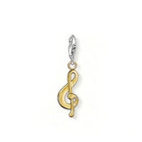 Thomas Sabo Silver Yellow Gold Plated Treble Clef Charm 0969-413-12