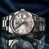 Pre-Owned Rolex White Gold Diamond Dial Day-Date 118209 2002 Watch
