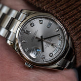 Pre-Owned Rolex White Gold Diamond Dial Day-Date 118209 2002 Watch