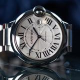Pre-owned Cartier Ballon Bleu Silver Guilloché Dial W69012Z4 2018 Watch