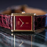 Pre-owned Cartier Must de Cartier Tank Ref.6 Burgundy Watch