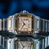 Pre-owned Cartier Santos Galbee 2423 Bi-metal Watch