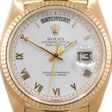 Pre-Owned 18ct Rolex Day-date Roman Dial 18038 1983 Watch