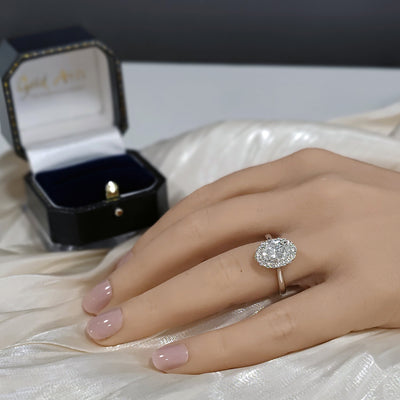 Platinum Laboratory-Grown 1.55ct Oval Diamond Halo Ring