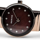 Bering 22mm 2 Tone Rose & Brown PVD Stainless Steel Mesh Bracelet Watch 10122-265