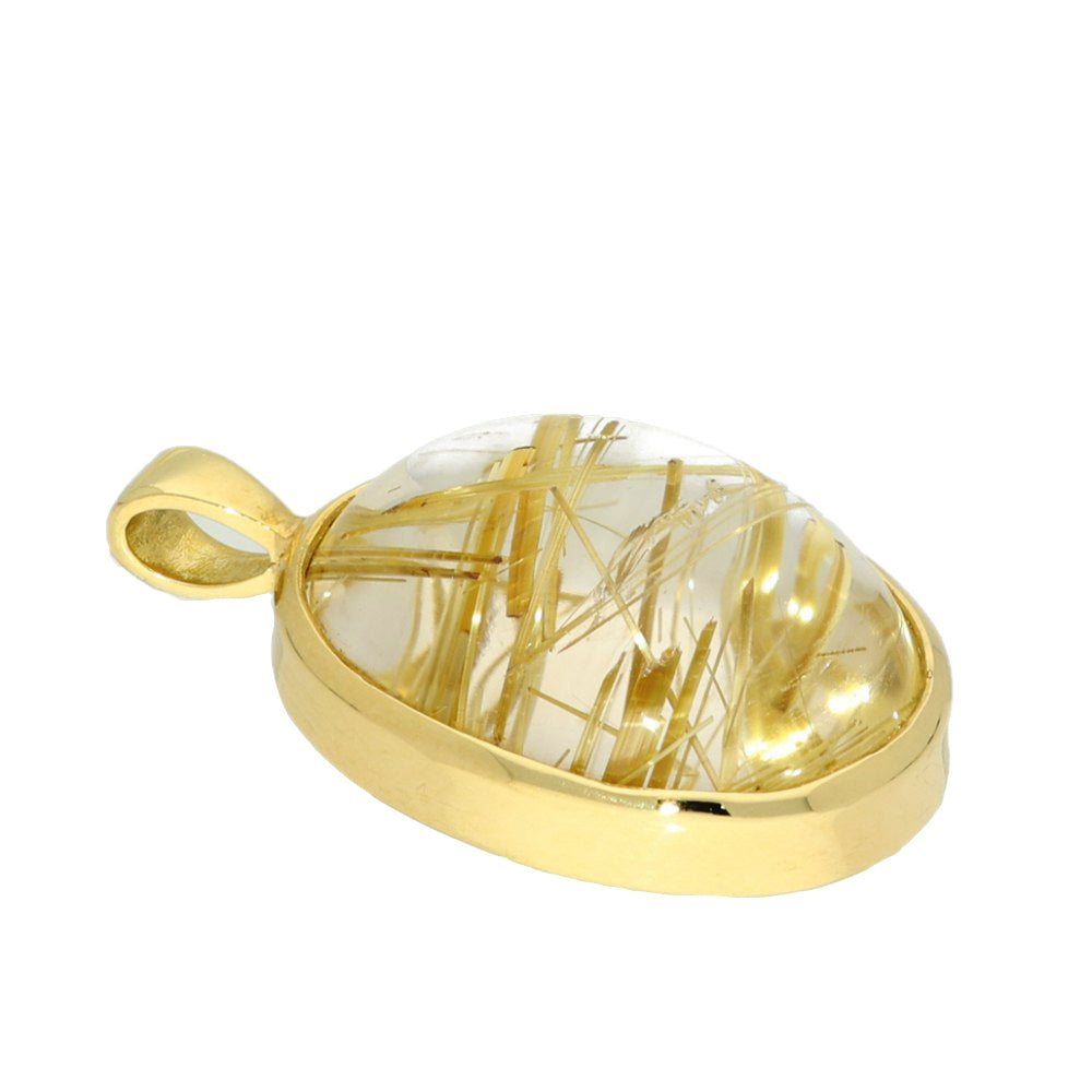 18ct Large Cabochon Rutilated Quartz Pendant Gold Arts Brighton