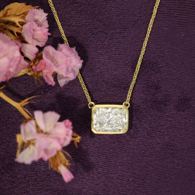 18ct Yellow Gold Laboratory-Grown Diamond 2.7ct Radiant Cut Necklace
