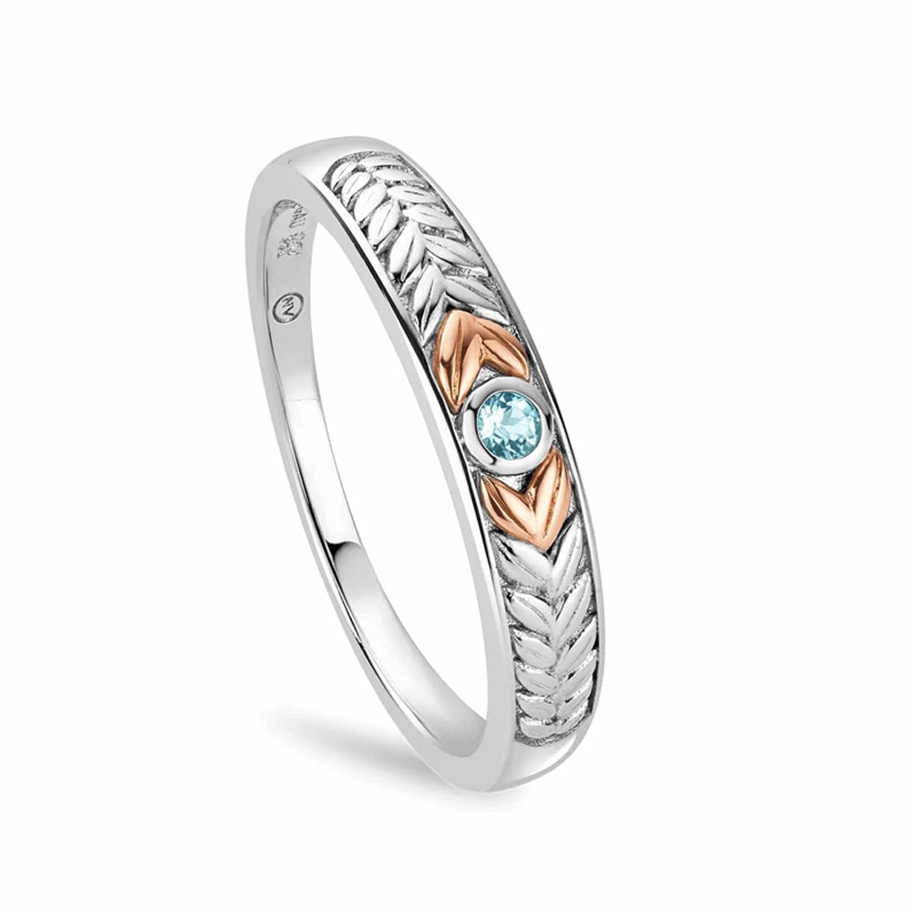 Clogau Lilibet Silver and Sky Blue Topaz Slim Channel Ring 3SQNM0725