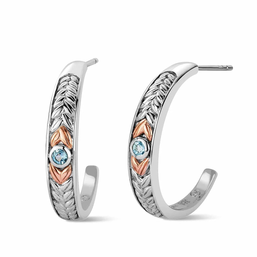 Clogau Lilibet Silver and Sky Blue Topaz Hoop Earrings 3SQNM0727