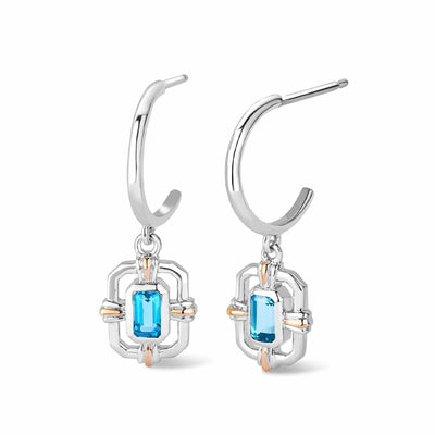 Clogau Enchanted Gateways Silver and Swiss Blue Topaz Drop Earrings 3SEGW0730