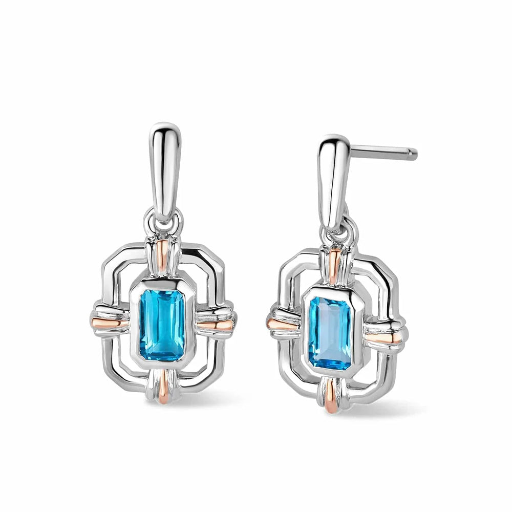 Clogau Enchanted Gateways Silver and Swiss Blue Topaz Stud Earrings 3SEGW0731