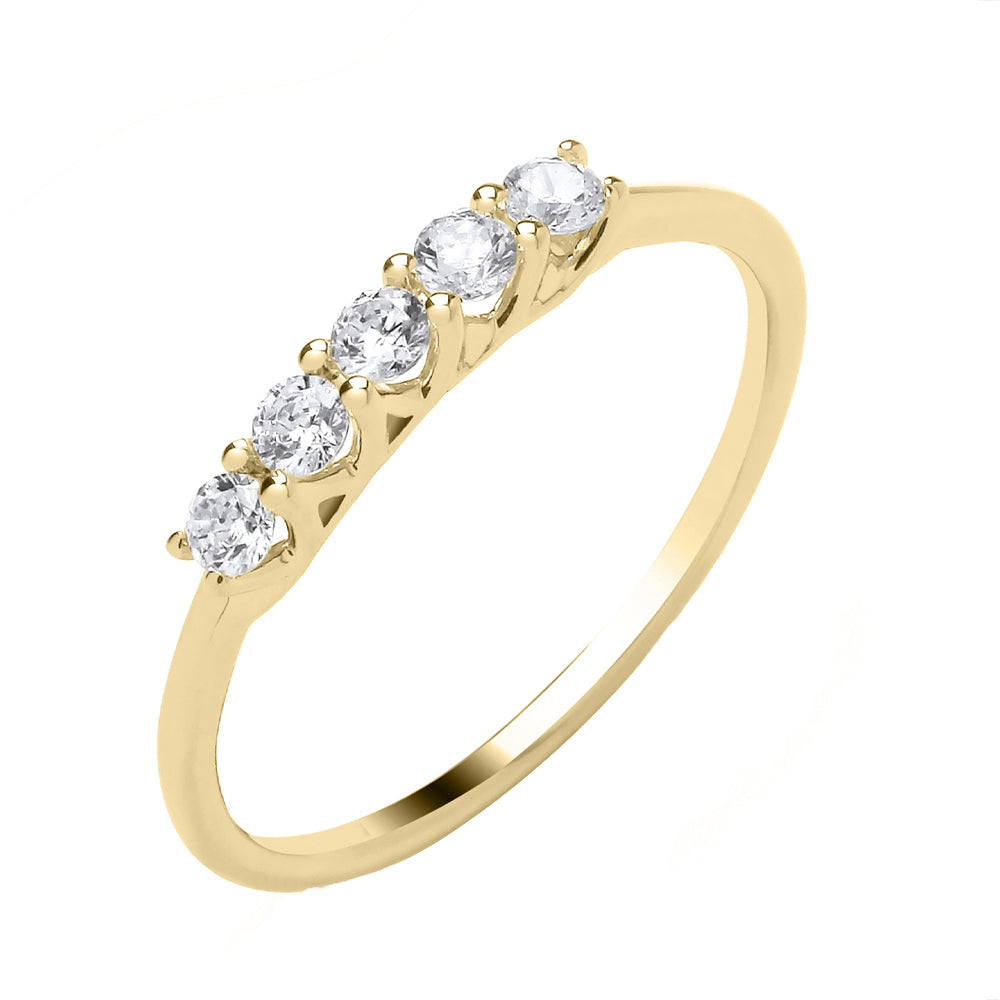 9ct Yellow Gold Diamond 5-Stone Eternity Ring