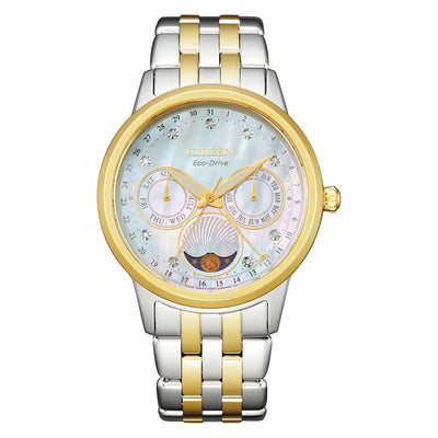 Ladies Citizen Eco Drive Calendrier Moonphase Two-tone Watch, FD0004-51D