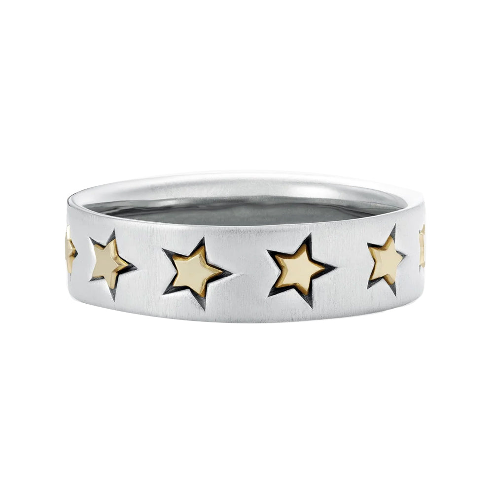 886 The Royal Mint - 886 Shooting Star Band Ring in Silver and 9ct Yellow Gold