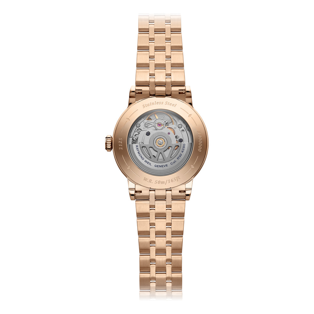 Raymond Weil Millesime Central Seconds Burgundy Dial Rose Gold PVD Watch 2125-P5-45001