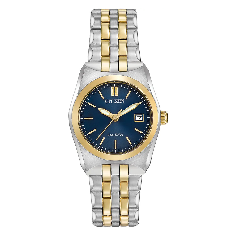 Ladies Citizen Eco-Drive Two-tone Blue Dial Steel Bracelet Watch, EW2294-53L