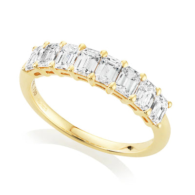 18ct Yellow Gold Emerald Cut Diamond Half Eternity Ring