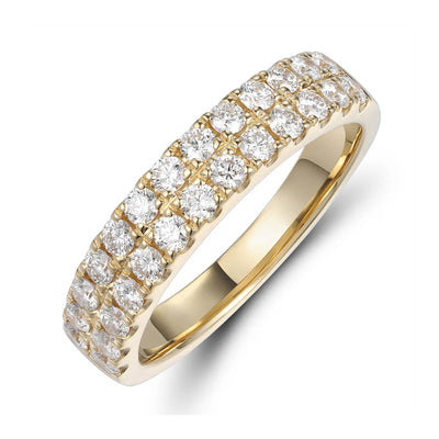 18ct Yellow Gold Double Row Diamond Half Eternity Ring 4.5mm