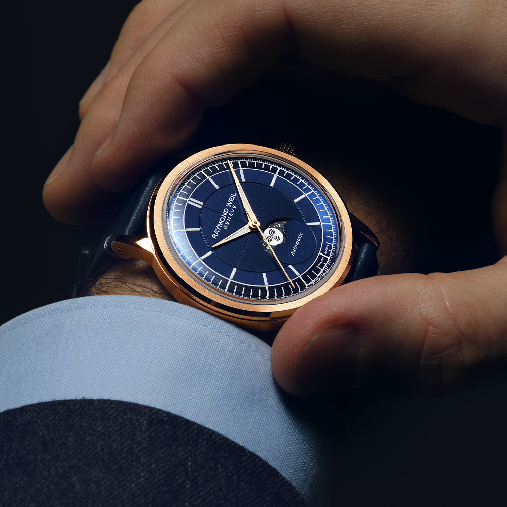 Raymond Weil Millesime Automatic Moon Phase Midnight Blue Dial Watch, 2945-PC5-50001