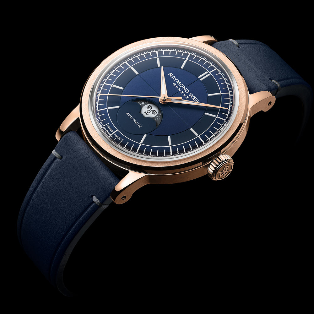 Raymond Weil Millesime Automatic Moon Phase Midnight Blue Dial Watch, 2945-PC5-50001