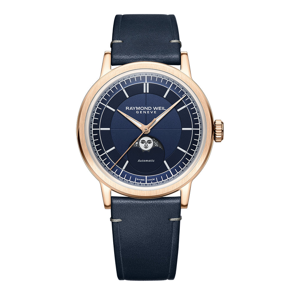 Raymond Weil Millesime Automatic Moon Phase Midnight Blue Dial Watch, 2945-PC5-50001