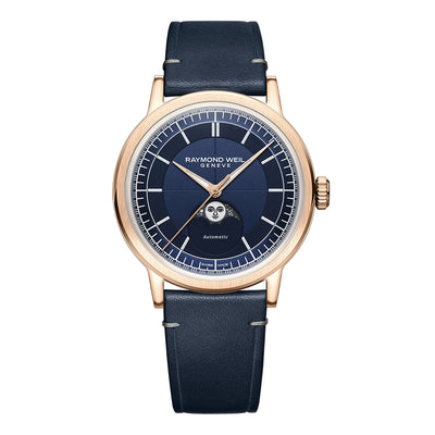 Raymond Weil Millesime Automatic Moon Phase Midnight Blue Dial Watch, 2945-PC5-50001