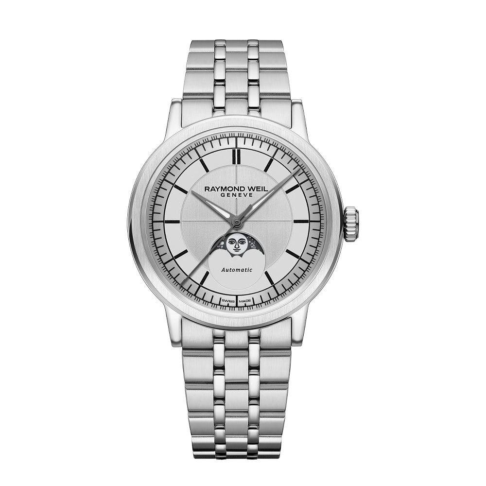 Raymond Weil Millesime Automatic Moon Phase Silver Dial Watch 2945-ST-65001