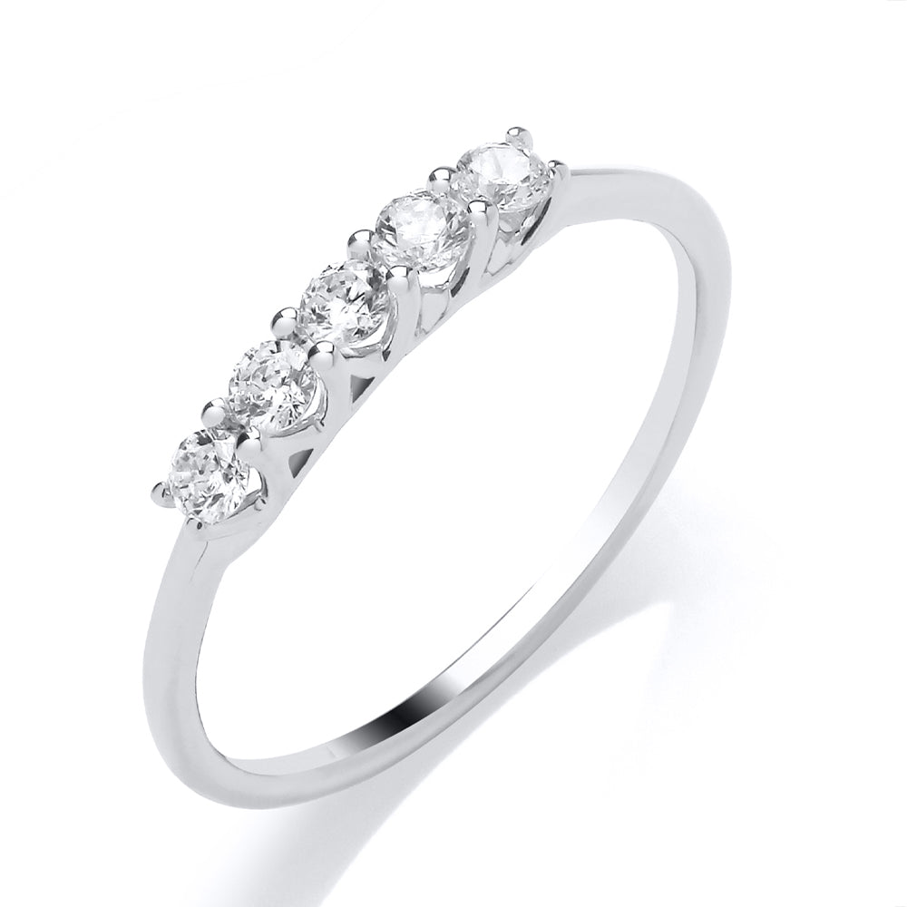 9ct White Gold Diamond 5-Stone Eternity Ring