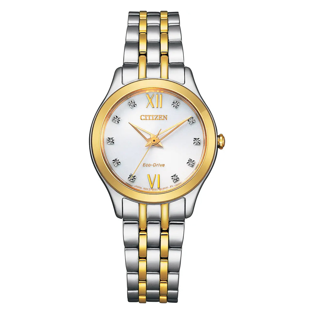 Ladies Citizen Eco Drive Silhouette Diamond Two-tone Watch, EM1014-50A