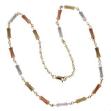 Preowned 9ct Tri-colour 22" Fancy Concave Bar Necklace
