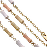 Preowned 9ct Tri-colour 22" Fancy Concave Bar Necklace