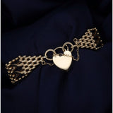 Preowned 9ct Gold, Fancy Link Gate Bracelet with Filligree Pattern Heart Clasp