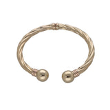 Preowned 9ct Gold Hollow, Hinged Torque Bangle with Twist Design