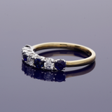 18ct Yellow Gold Sapphire and Diamond 7-Stone Half Eternity Ring