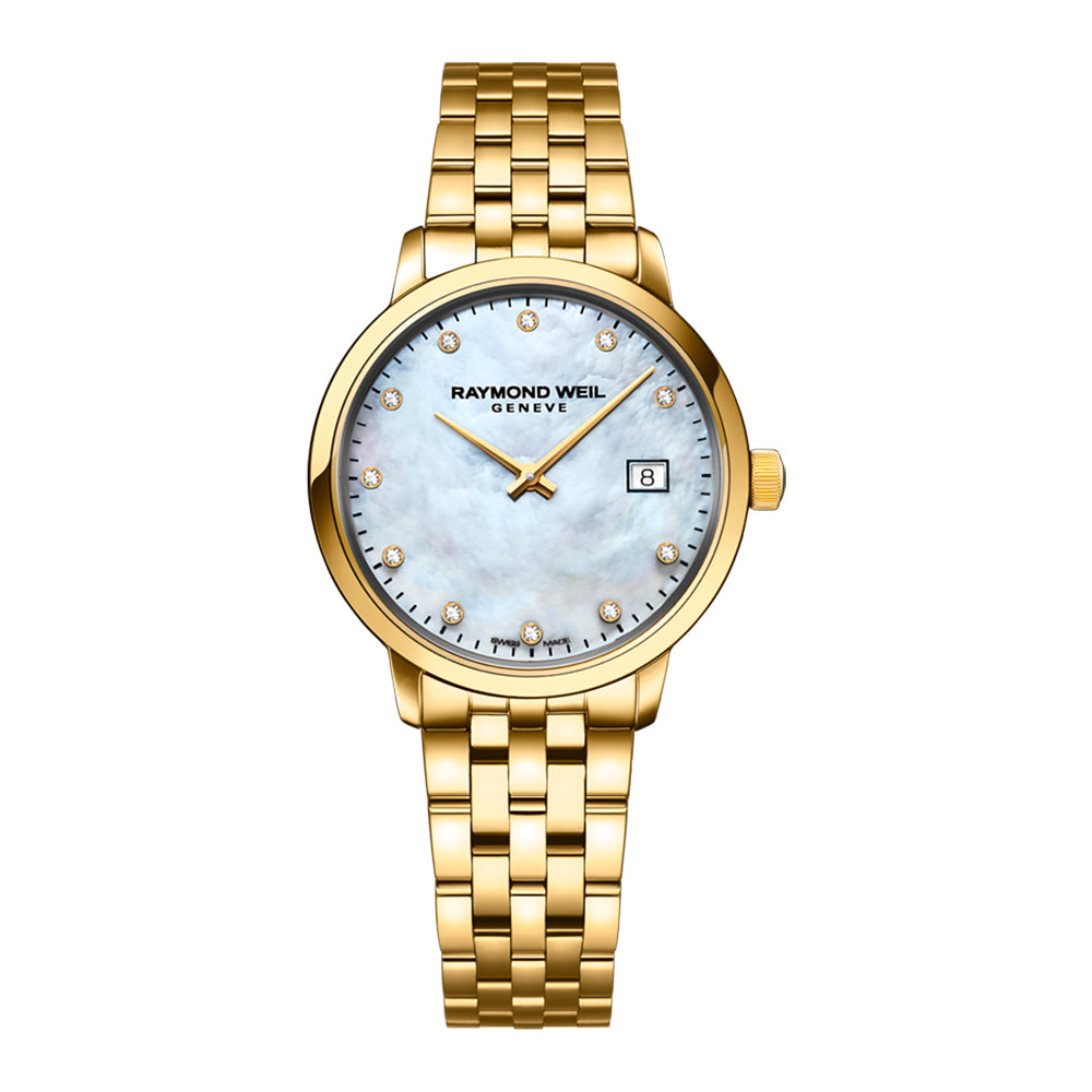 Raymond Weil Toccata Ladies Classic Gold Diamond Steel Watch, 29mm 5985-P-97081