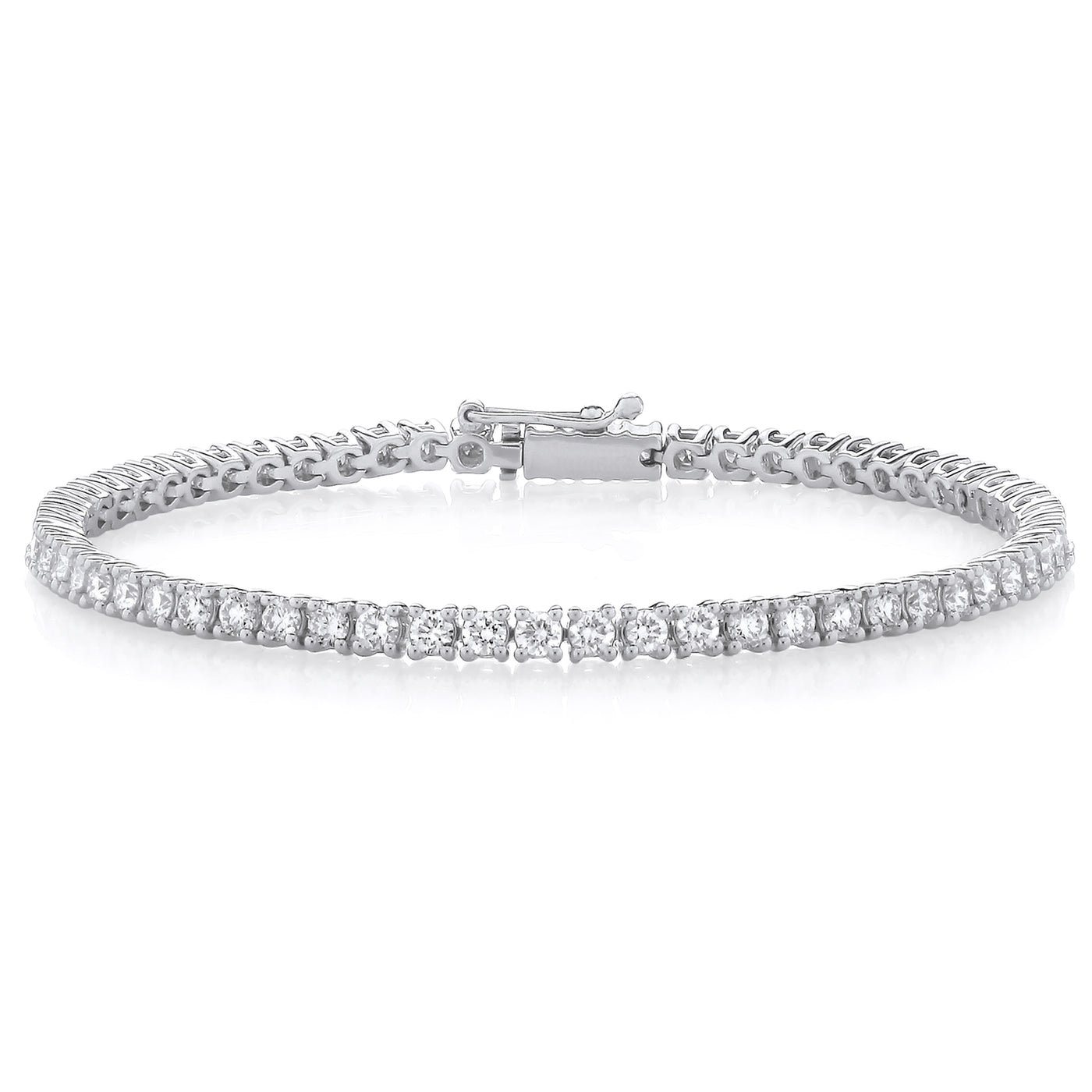 9ct White Gold Laboratory-Grown Diamond Tennis Bracelet - 5.00ct