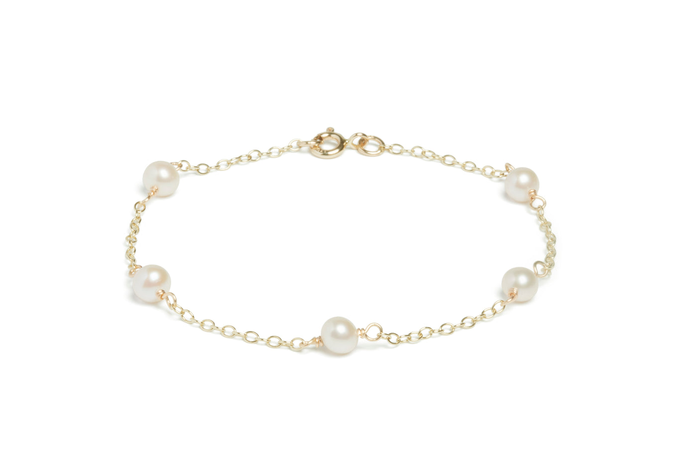 9ct Yellow Gold 5mm Pearl Trace Bracelet