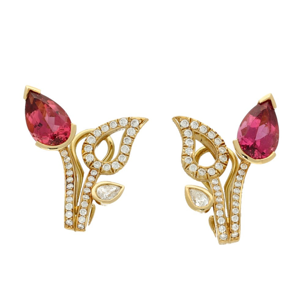 Pre-loved Boodles Castaway Pink Tourmaline and Diamond Earrings