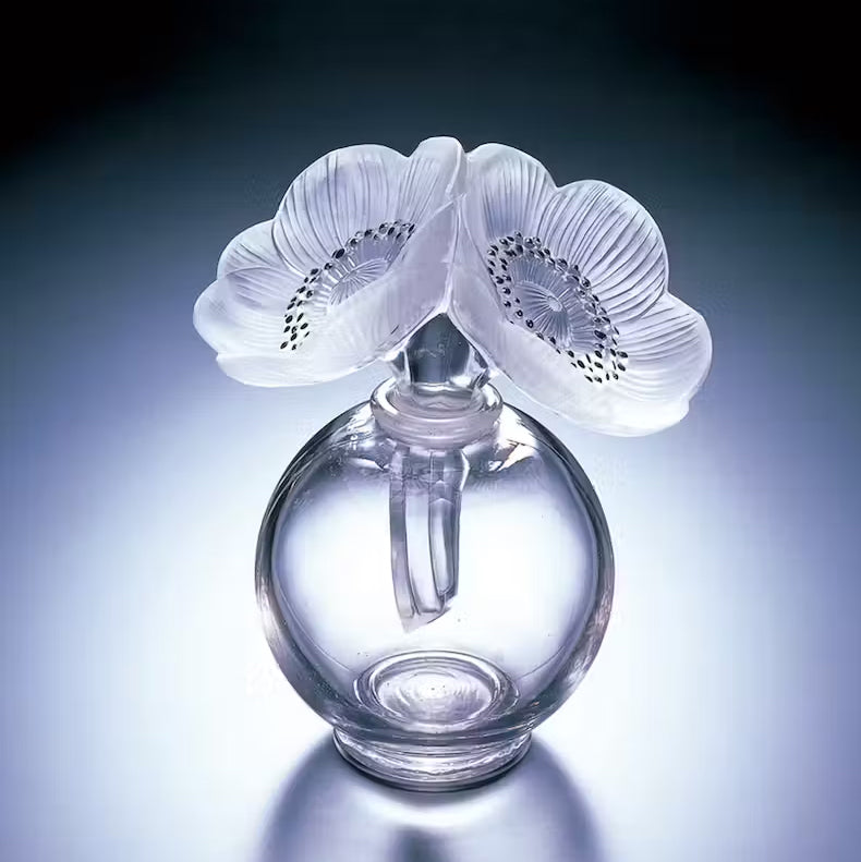 Lalique 2 Anemones Perfume Bottle - Clear Crystal 1161300 |Gold 